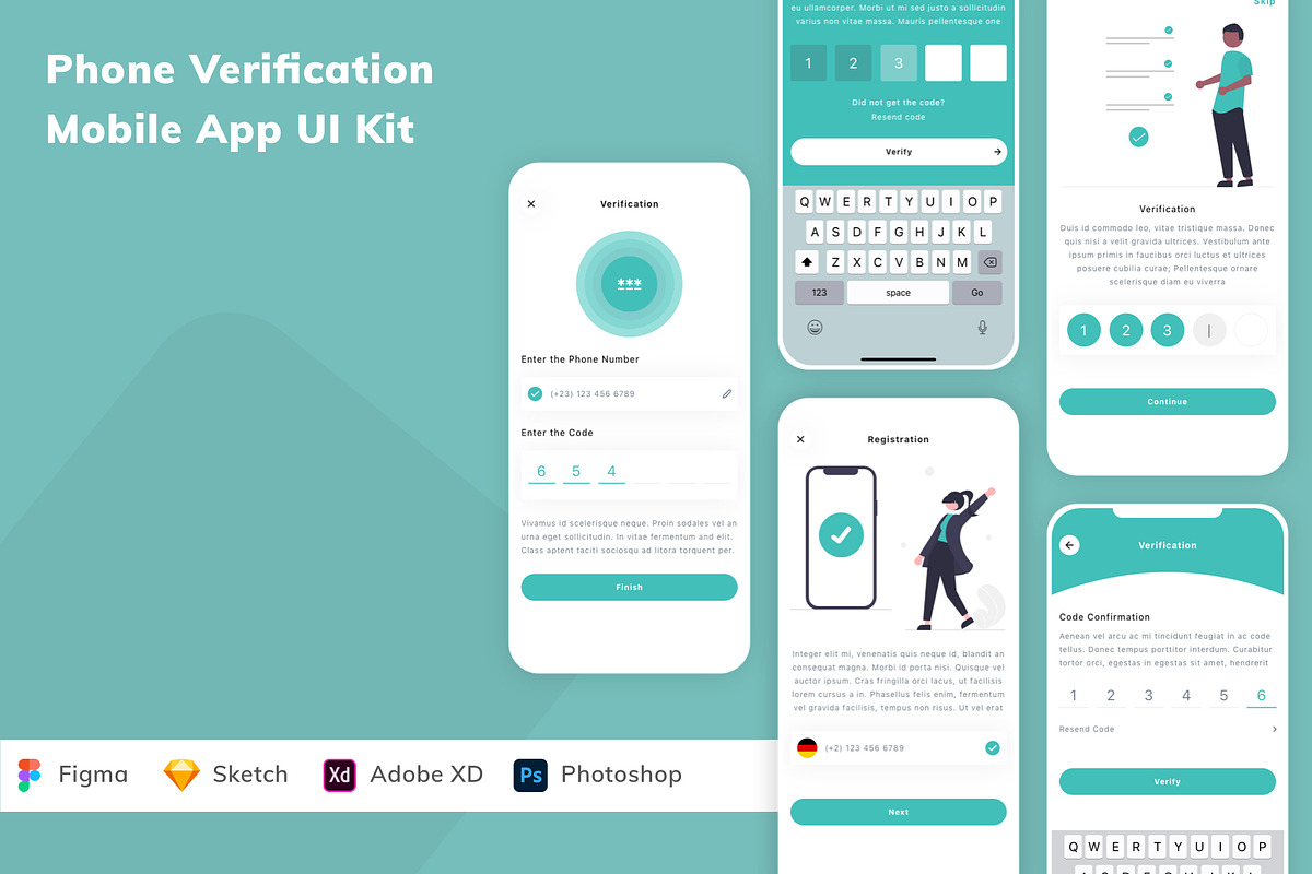 Phone Verification Mobile App UI Kit, an UI Kit Template by Betush