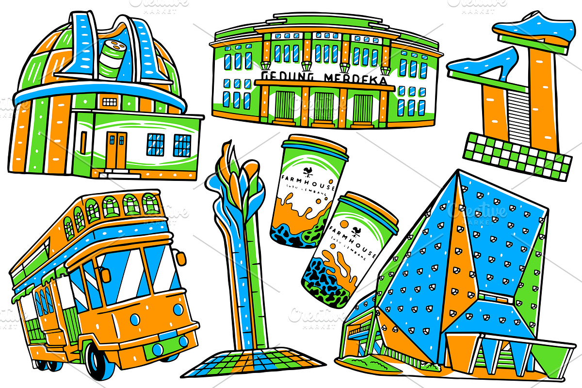 Bandung City Doodle Vector Pack, an Object Graphic by MEDZ (Photo 2 of 4)