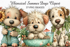 Whimsical Summer Dogs Clipart, an Illustration by Craft Nest