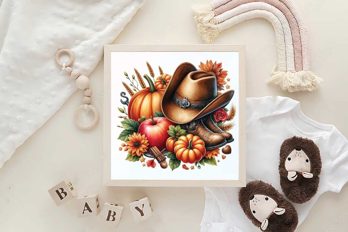 Watercolor Cowboy Autumn Clipart, an Illustration by CraftArtStudio (Photo 6 of 6)