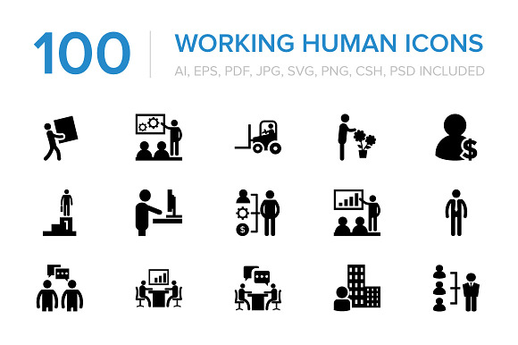 100 Working Human Icons