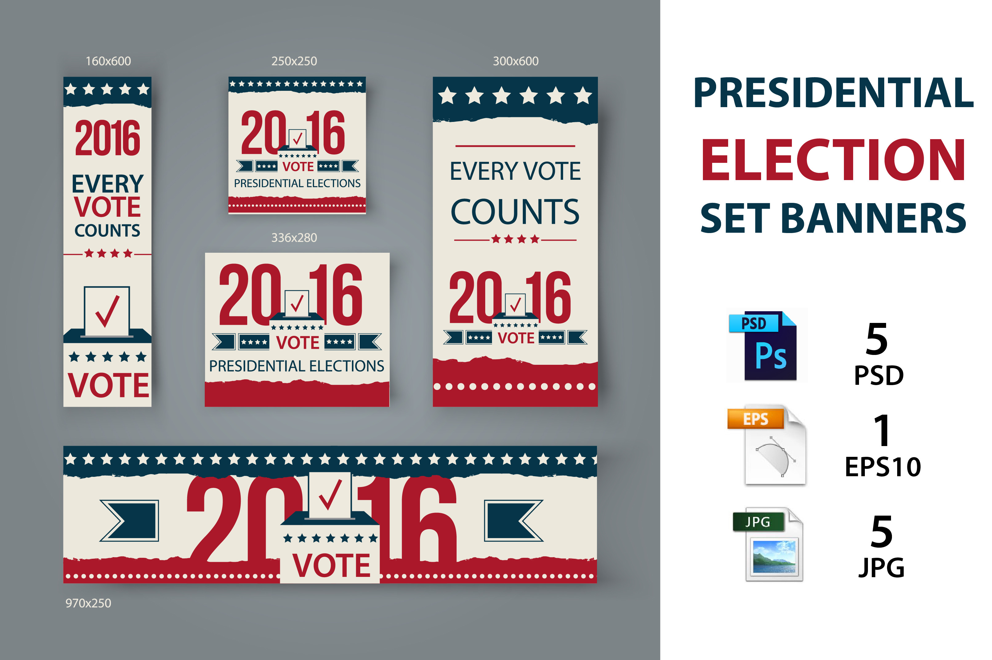 Presidential election set banners, a Templates & Theme by Kseniia ...