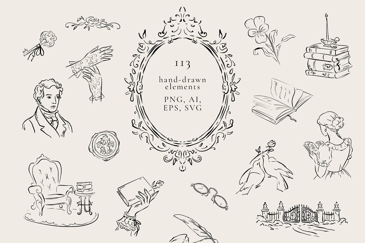 Vintage Literary Line Art collection, a Decorative Illustration by Eva Gentle (Photo 6 of 13)