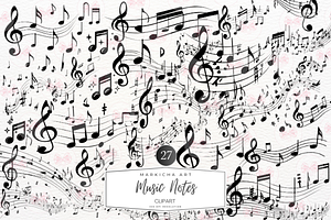 Music Notes Clipart, an Illustration by Markicha Art