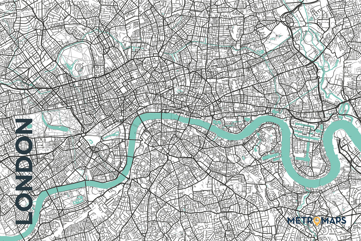 MAP SET - Black/Turquoise - 15 Maps, a Graphic by MetroMaps (Photo 7 of 16)