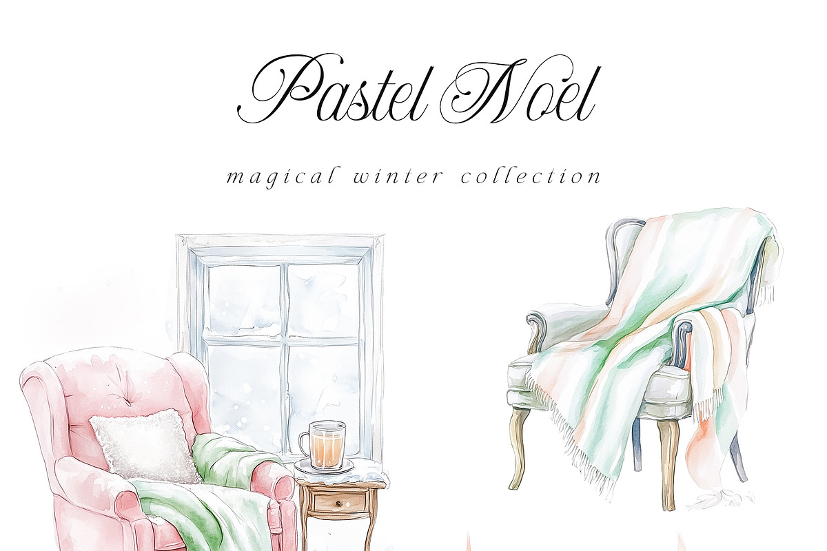 Pastel Noel - Magical Winter Set, a Seasonal Illustration by studioequinox (Photo 10 of 10)