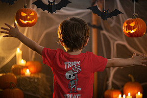 Kids Halloween T-shirt Mockup, a Shirt Mockup by Designer Dude