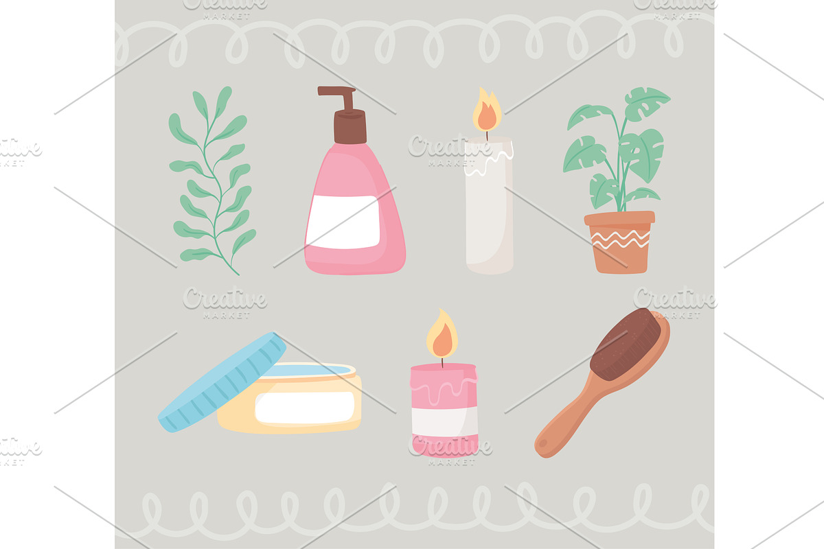 beauty routine icons, an Object Illustration by studiogstock