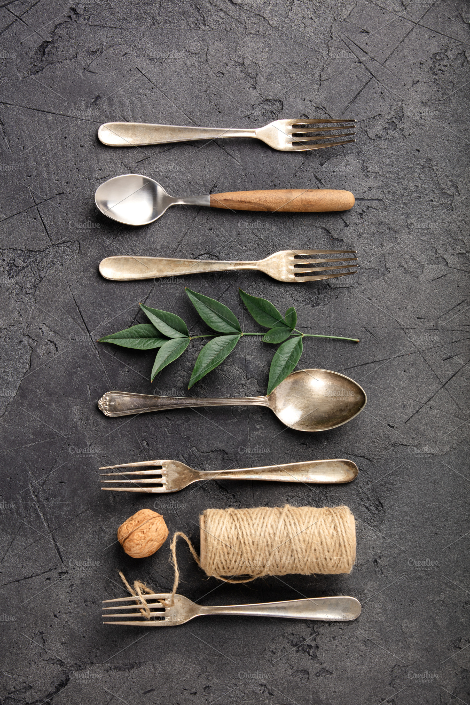 Rustic Culinary Flat-Lay Collection with Vintage Silverware, Her, a Food & Drink Photo by Natalia Klenova's Shop