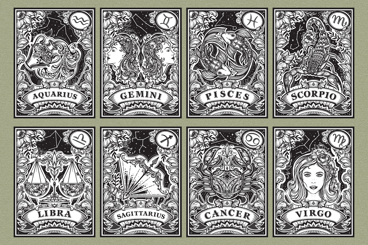 Zodiac Vector Set, a Decorative Illustration by Molly art (Photo 6 of 16)