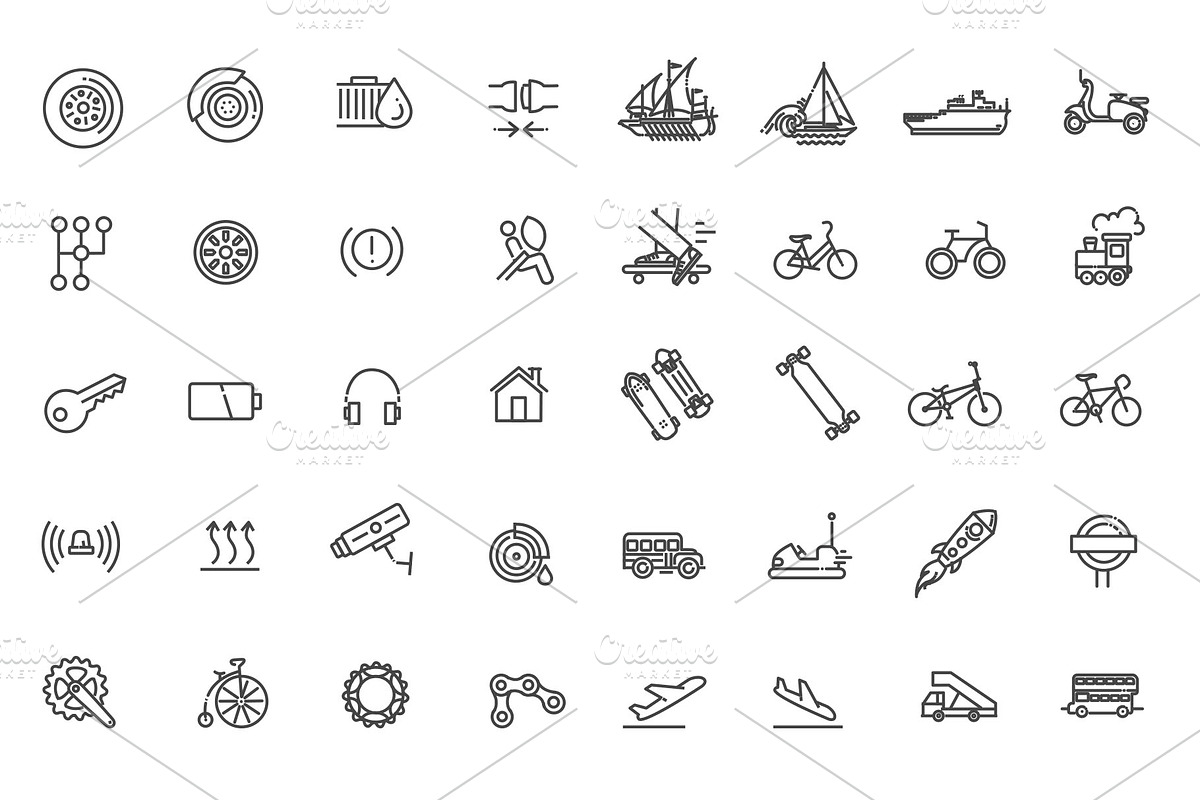 Transport Icons, Thin Line Design, an Outline Icon by Tettygreen (Photo 5 of 5)