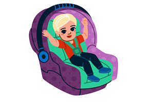 Happy baby sitting in car seat, a Transportation Illustration by pikepicture