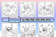 Animals Scuba Diving Coloring Book, an Animal Illustration by Design Zone (Thumbnail 4 of 5)
