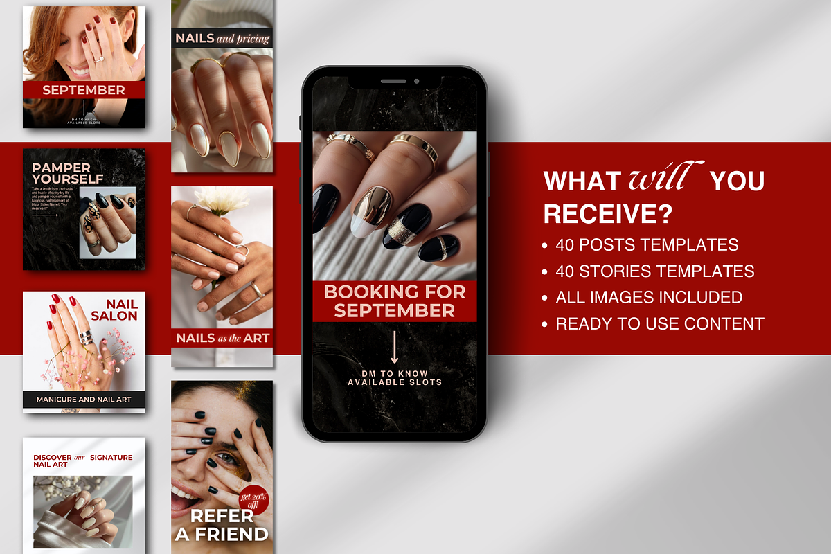 Nail Technician Instagram Templates, a Social Media Template by DesignsbyMariaStudio (Photo 2 of 9)