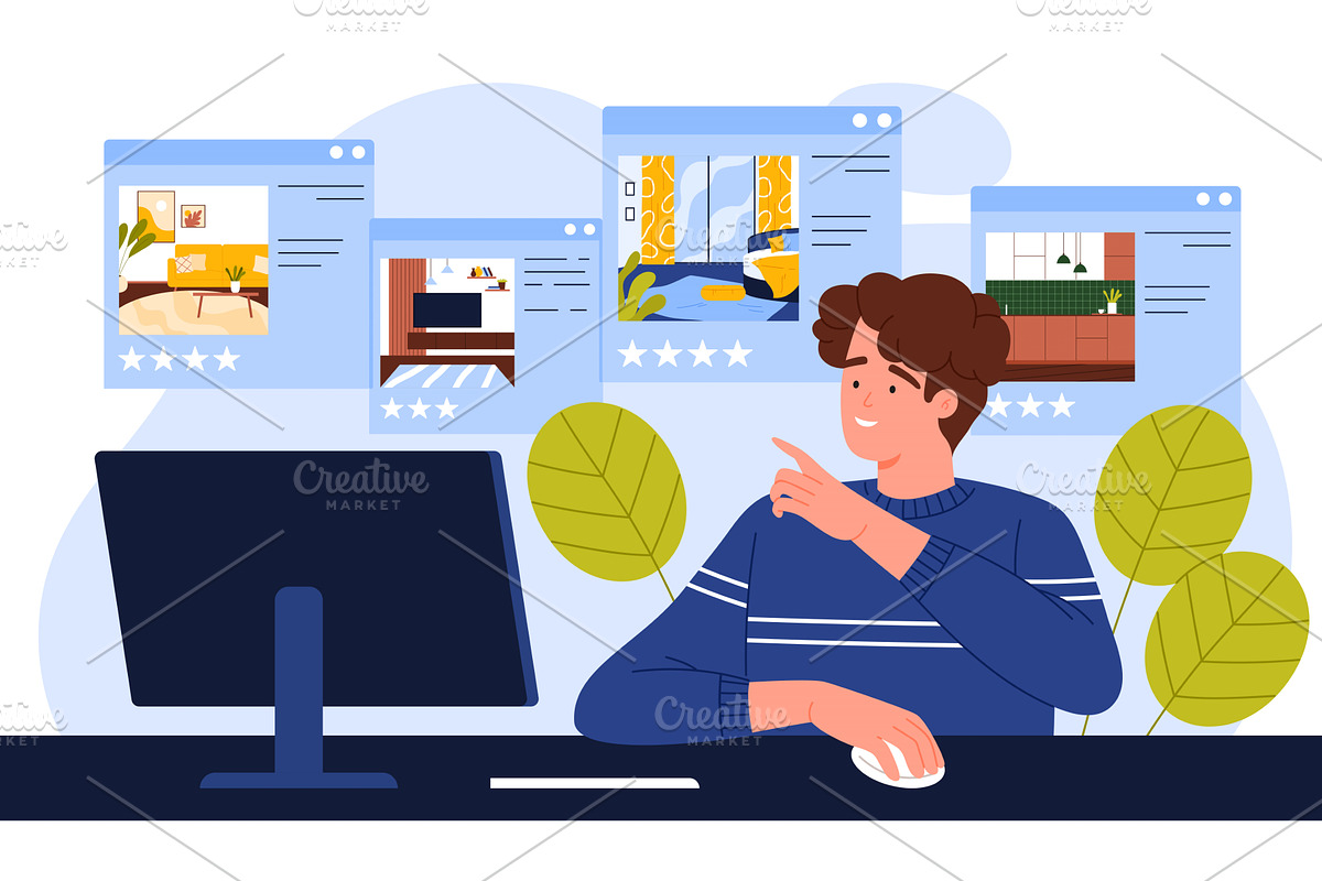Home apartment search for travel, an Object Illustration by Flashvector