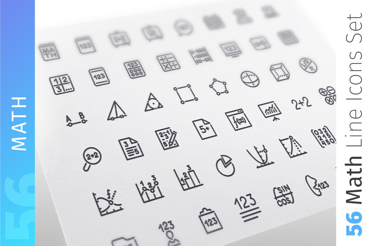 Math Line Icons Set, an Outline Icon by Voysla's Shop (Photo 1 of 4)