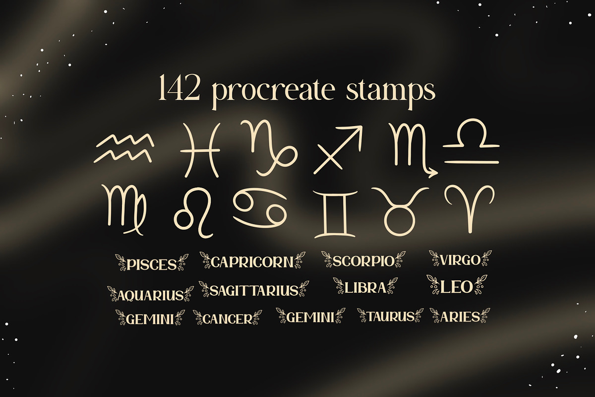 140+ procreate celestial stamps, a Brush Add-On by laura.design (Photo 4 of 8)