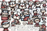 Quirky Christmas Cat Clipart, an Illustration by Sublimation Artist (Thumbnail 1 of 6)