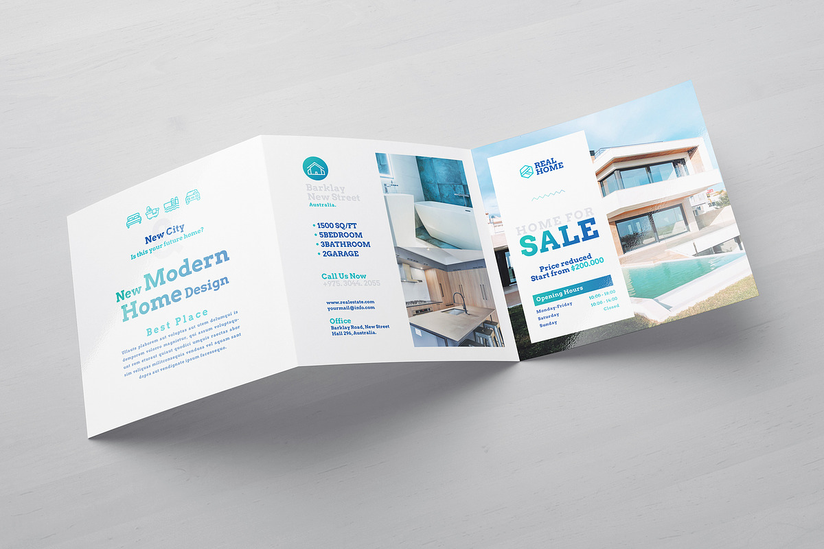 Real Estate Square Trifold Brochure, a Brochure Template by Designsoul14