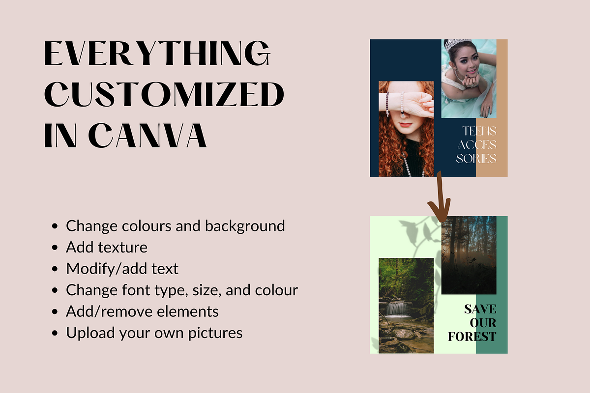50 post Instagram Post/Feed Canva Te, a Social Media Template by thetelly (Photo 1 of 6)