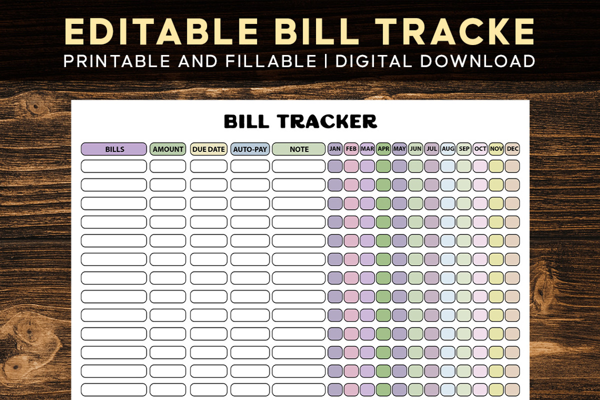 Editable Bill Payment Tracker, a Templates & Theme by Graphicsnext (Photo 1 of 3)