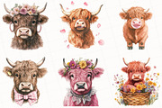 Cute Highland Cow with Wildflowers, an Illustration by OK Design (Thumbnail 4 of 5)