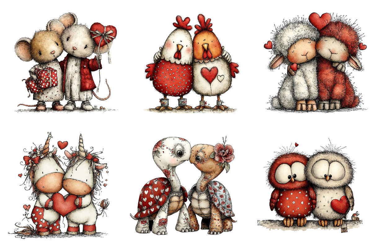 Valentine's Couple Animals Clipart, an Illustration by Dream Creation (Photo 6 of 7)