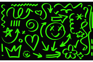 Hand drawn green acid-wash markers, an Illustration by Tati_Kli