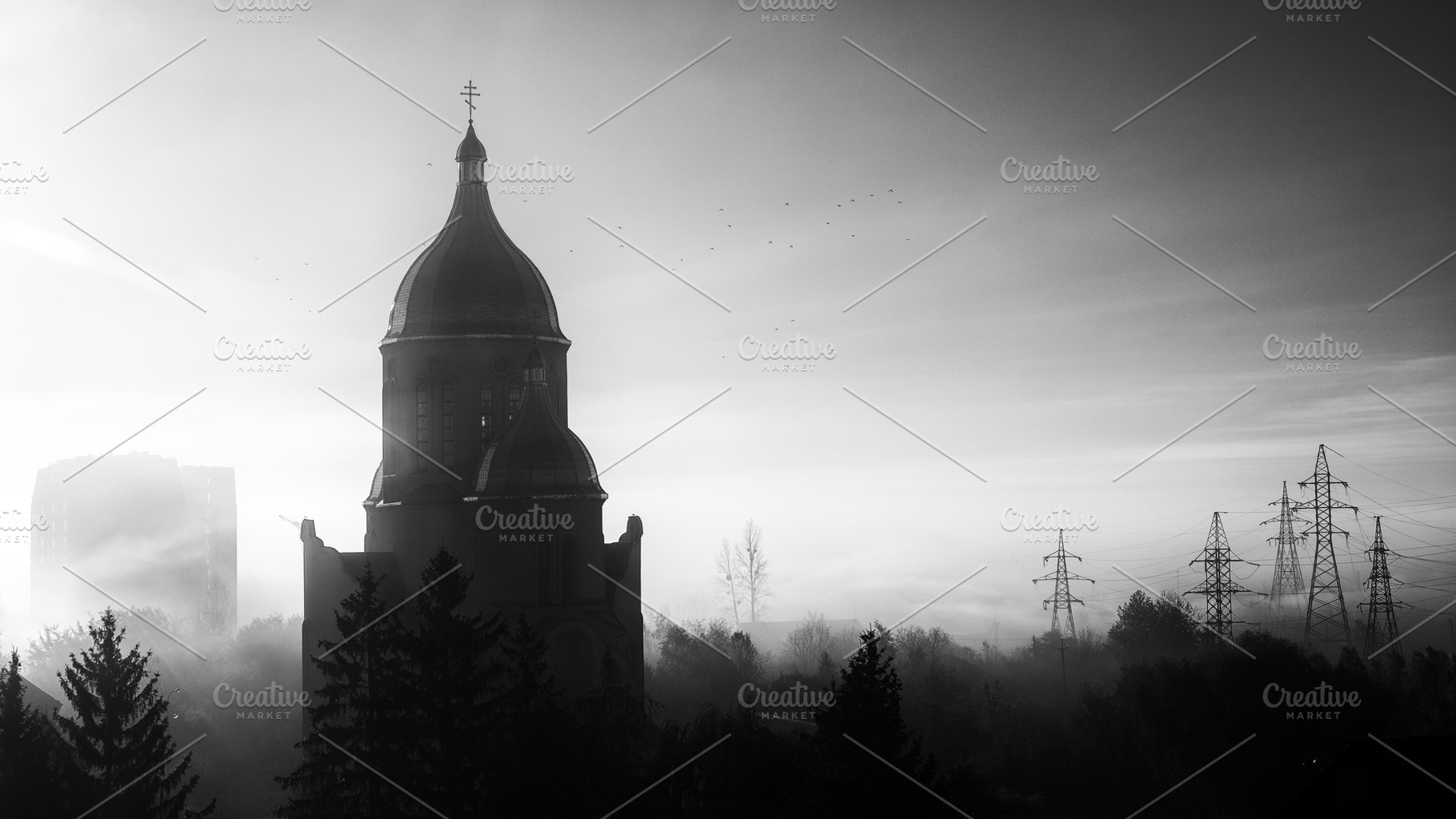 Misty Church Silhouette at Dawn., a Photo by Rohan Photography