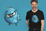 Grumpy cute birds 07. TShirt Sticker, an Animal Illustration by KENO Mascots (Thumbnail 5 of 8)