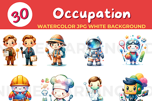 30 Occupation watercolor JPG white b, an Education Illustration by John_Walker