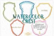 Watercolor crest clipart, an Illustration by LABFcreations (Thumbnail 1 of 2)