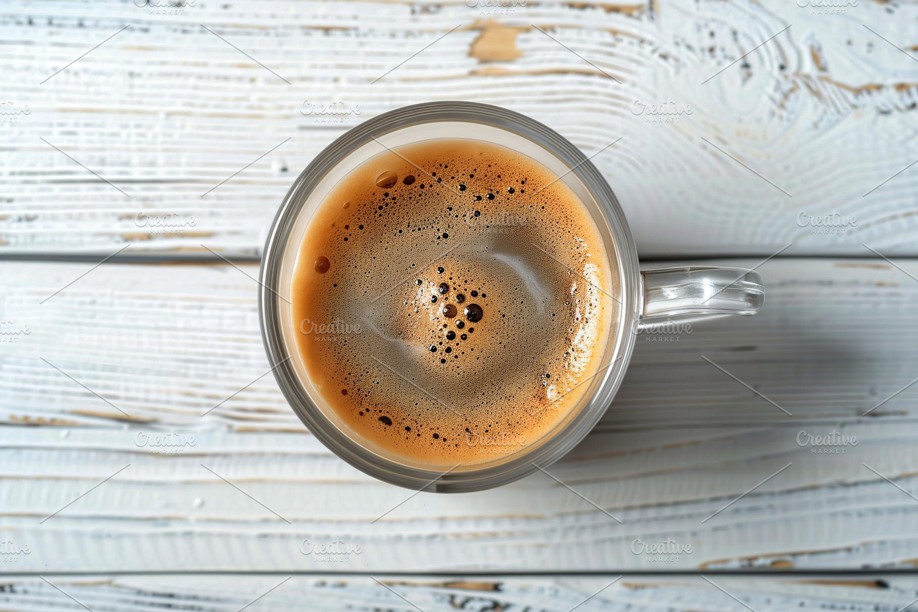 Flat lay of cup of coffee on wooden table, a Food & Drink Photo by AlyaAnd