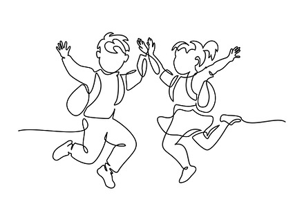 Happy boy and girl pupils with, a Person Illustration by Valenty