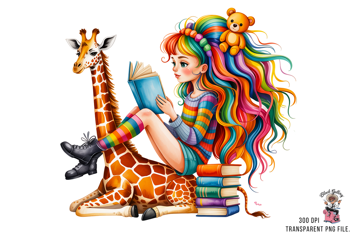 Colorful Hair Girl PNG Bundle, a Graphic by Clipart Studio (Photo 9 of 11)