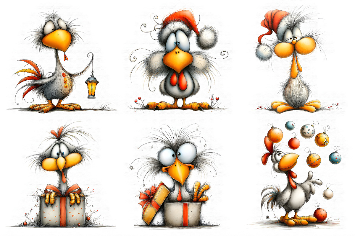 Funny Cartoon Chicken Clipart, an Illustration by Libby Wishes (Photo 3 of 7)