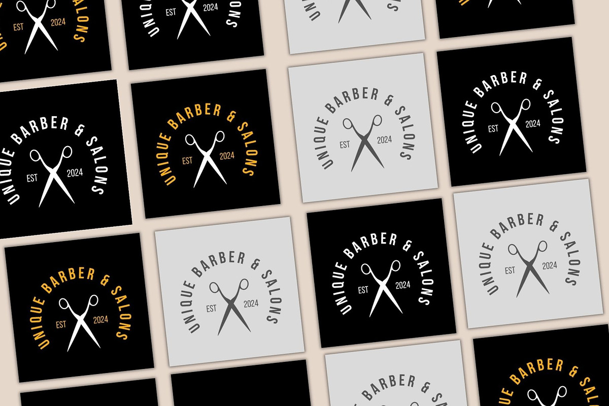 Premium Barber and Salon Brand Logo, a Branding & Logo Template by Mishek Munene (Photo 4 of 9)