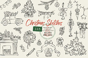Christmas Line Art Hand Drawn Set, a Seasonal Illustration by Berentine.art (Thumbnail 1 of 9)