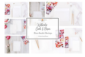 Watercolor Card&Papers Photo Bundle