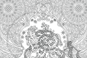 Viking Knotwork Dragon Coloring Page, a Decorative Illustration by Abysm Internal (Thumbnail 2 of 4)