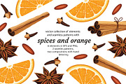 Spices and oranges. Vector set., an Object Graphic by natamastery (Thumbnail 1 of 6)