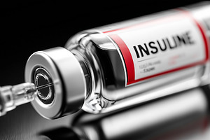 Close up of insulin vial, syringe, a Health & Medical Photo by MistyDay