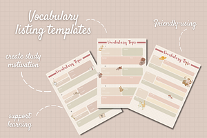 Vocabulary listing Templates