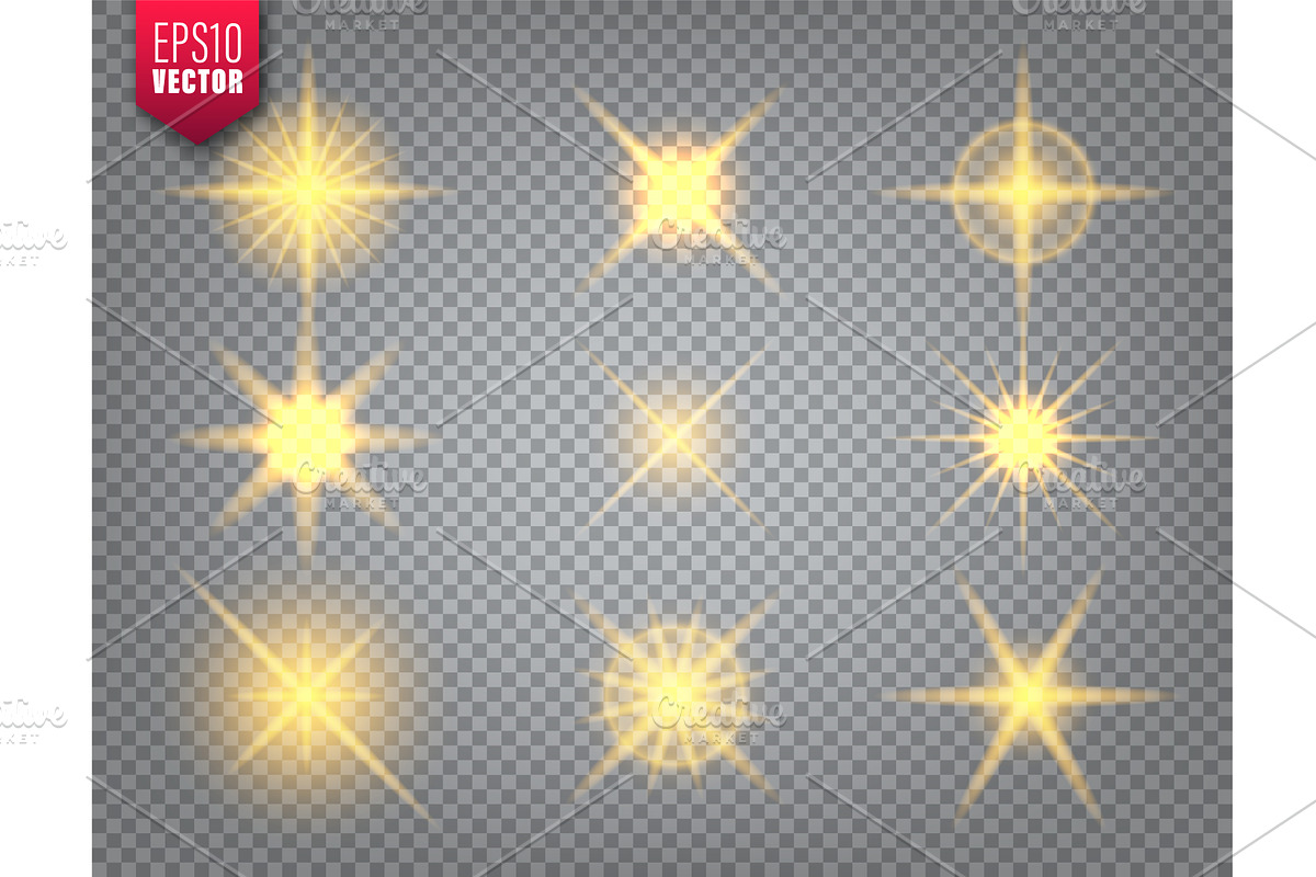 Glowing lights. Lens flare effect, an Illustration by 32pixels