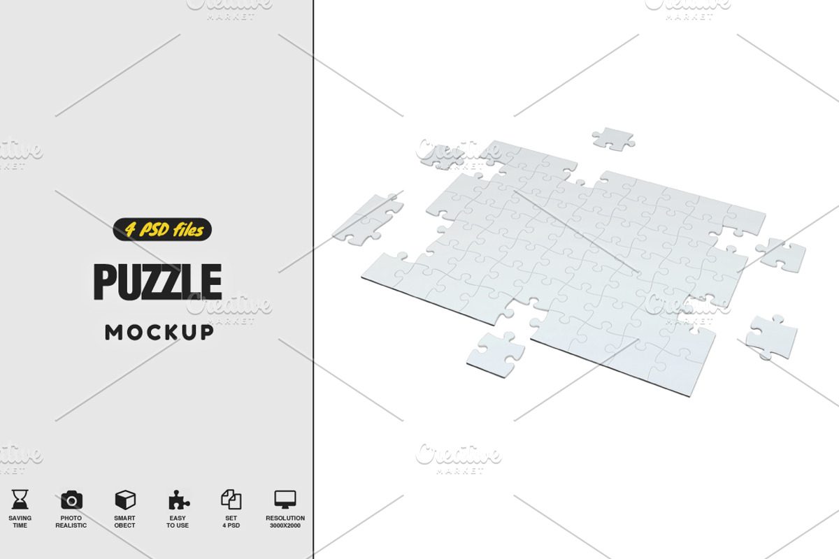 Puzzel Mockup, a Print Template by PixelMockup (Photo 1 of 5)