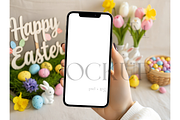 Easter Phone Screen Mockup in Hand, a Product Mockup by TatiMockup (Thumbnail 1 of 5)