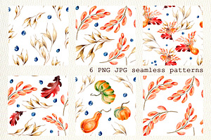 Autumn Plants Watercolor Clipart