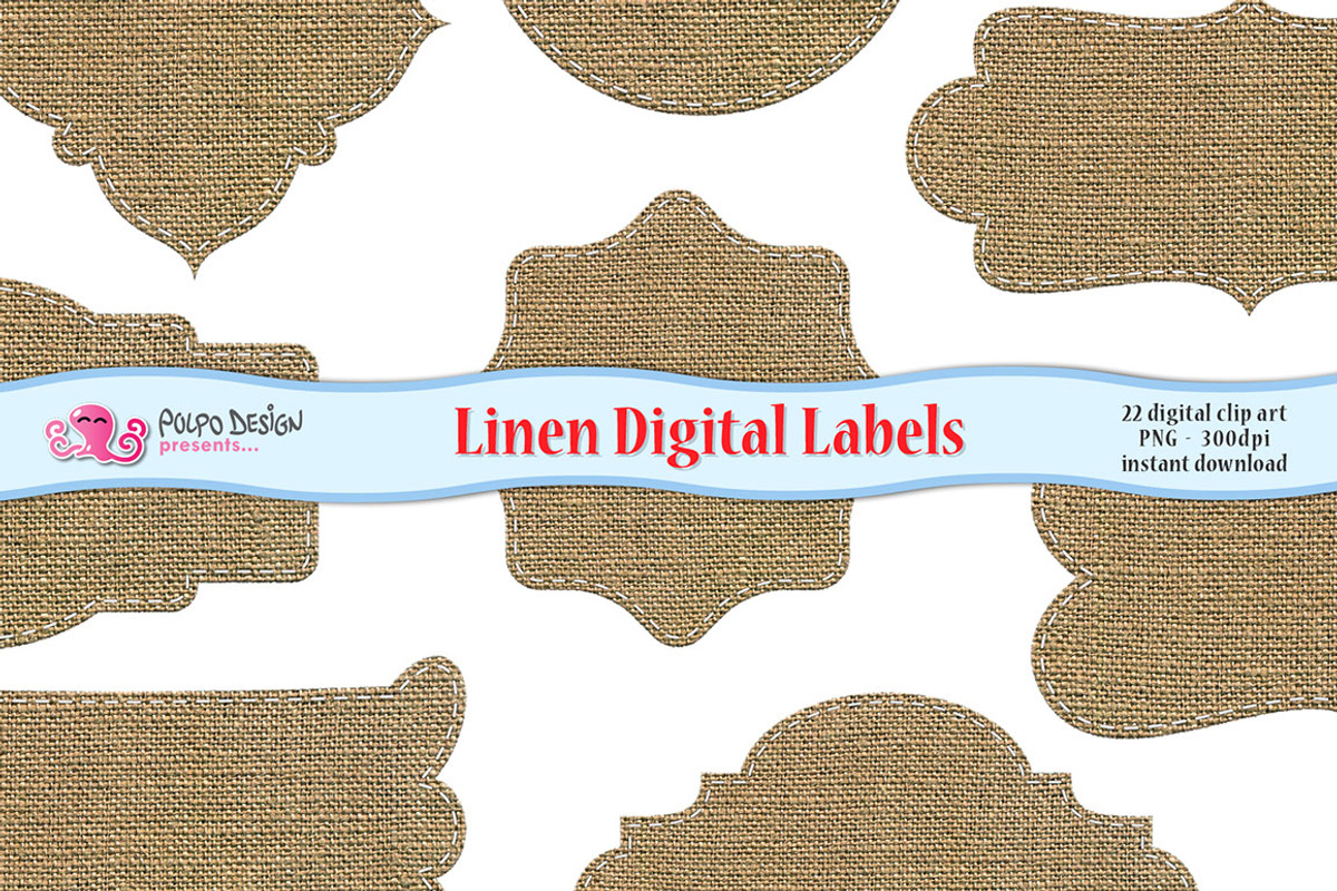 Linen Digital Labels, a Texture Graphic by PolpoDesign (Photo 1 of 3)