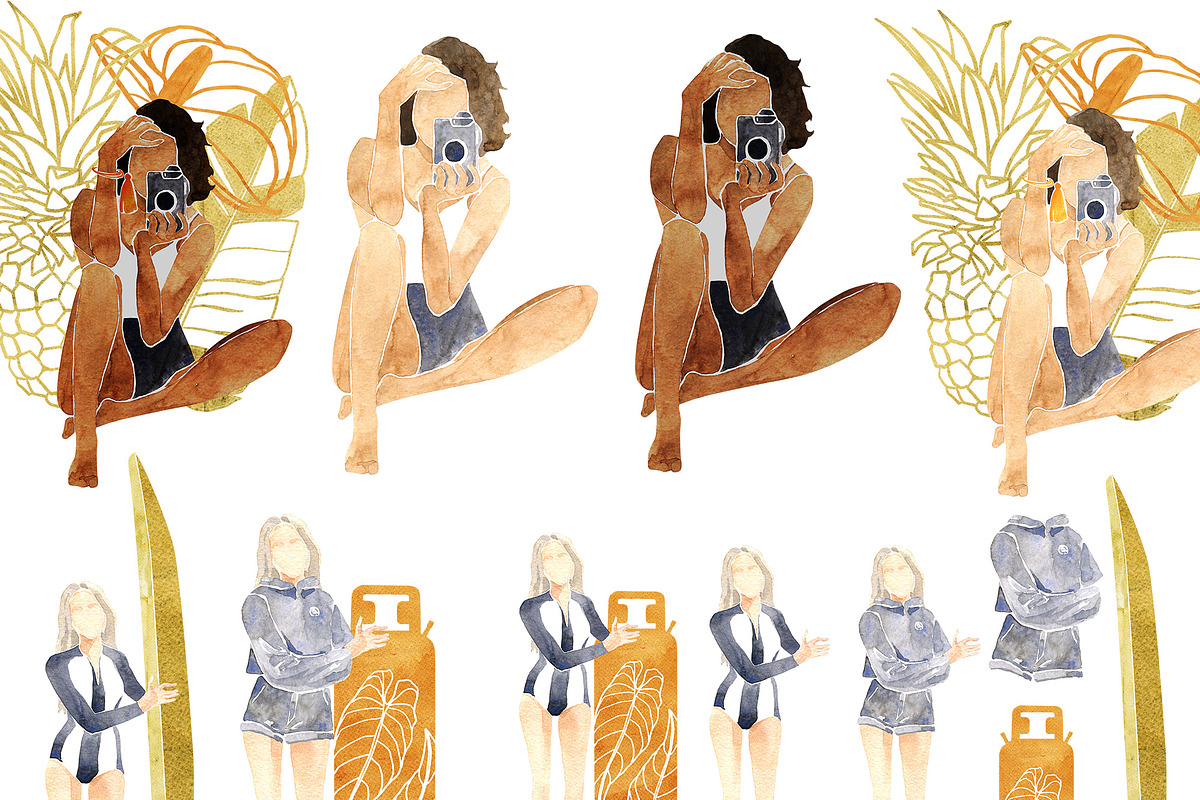 Female Nature Watercolor Set, a Work Illustration by Cat In Colour (Photo 3 of 6)