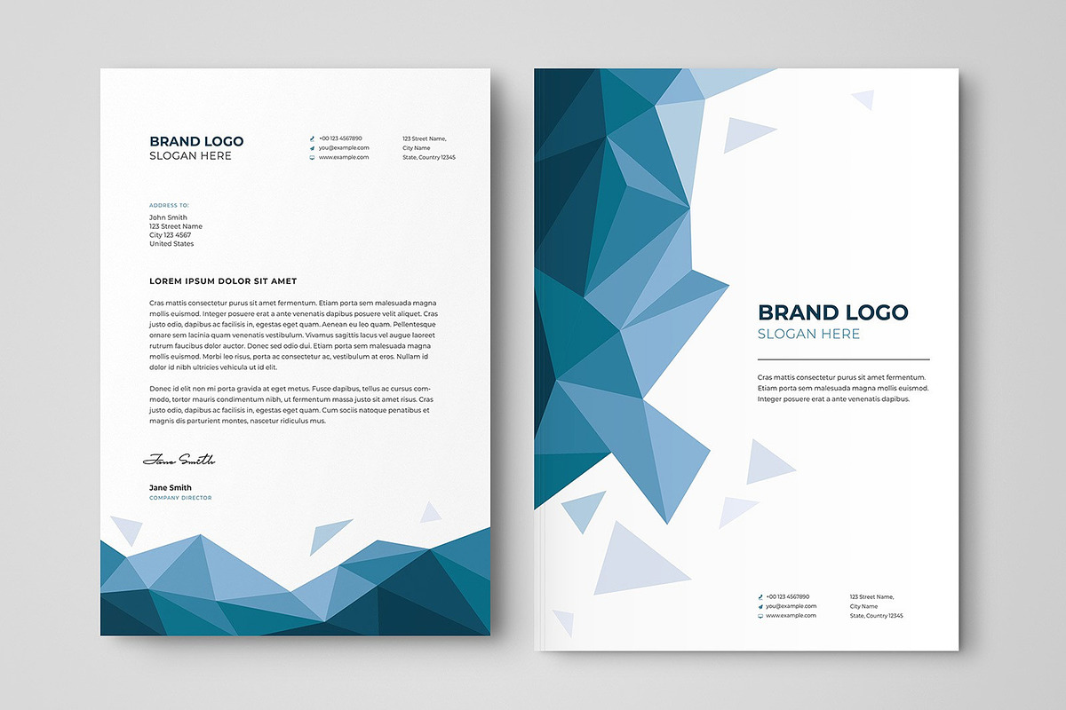 Low Poly Business Stationery Set, a Stationery Template by Medialoot (Photo 2 of 3)